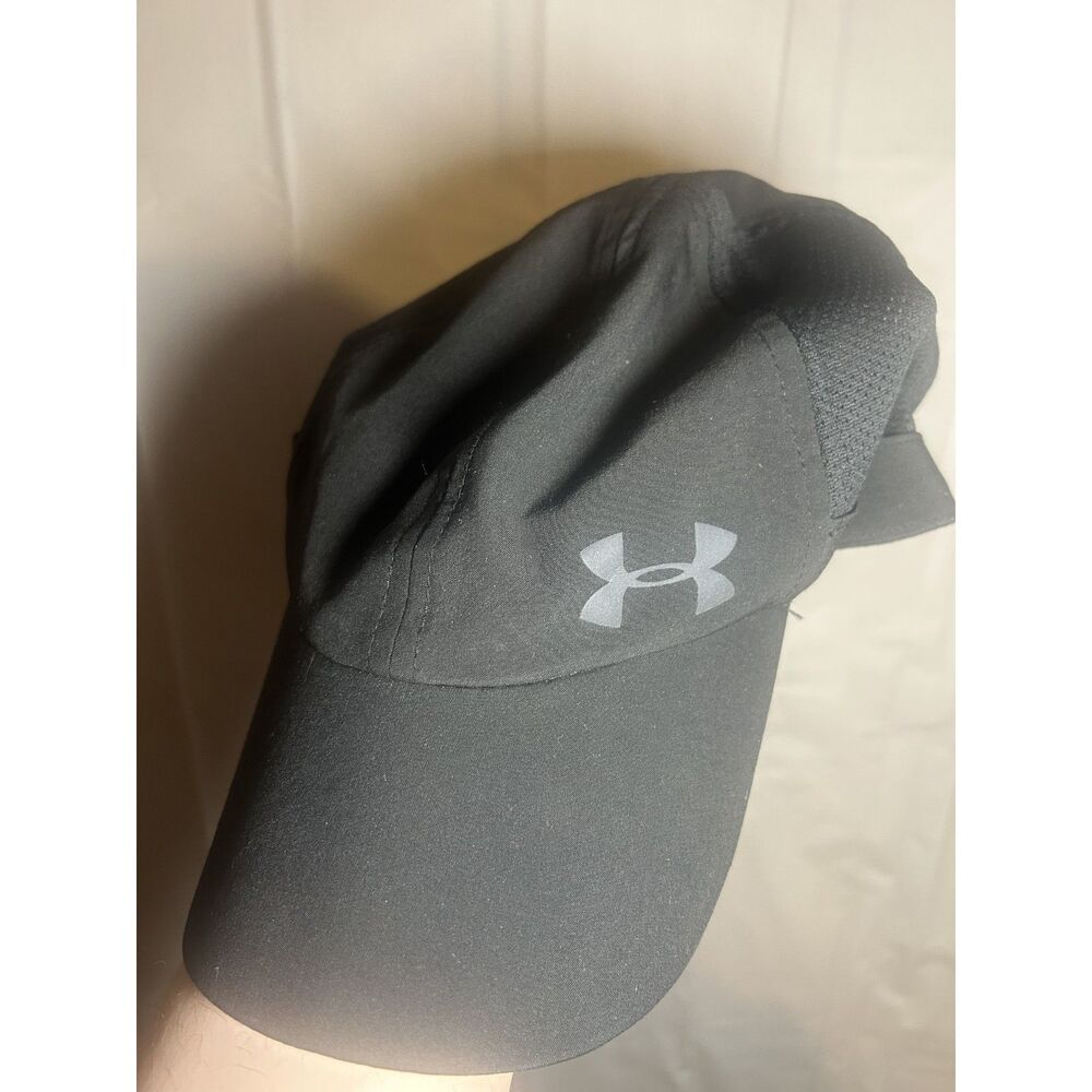 Under Armour Women's Fly Fast Running Hat Black Gray Logo Adjustable Cap 1254599